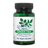 Frasco de Vitanica té verde 330 mg en primer plano, potencia antioxidante