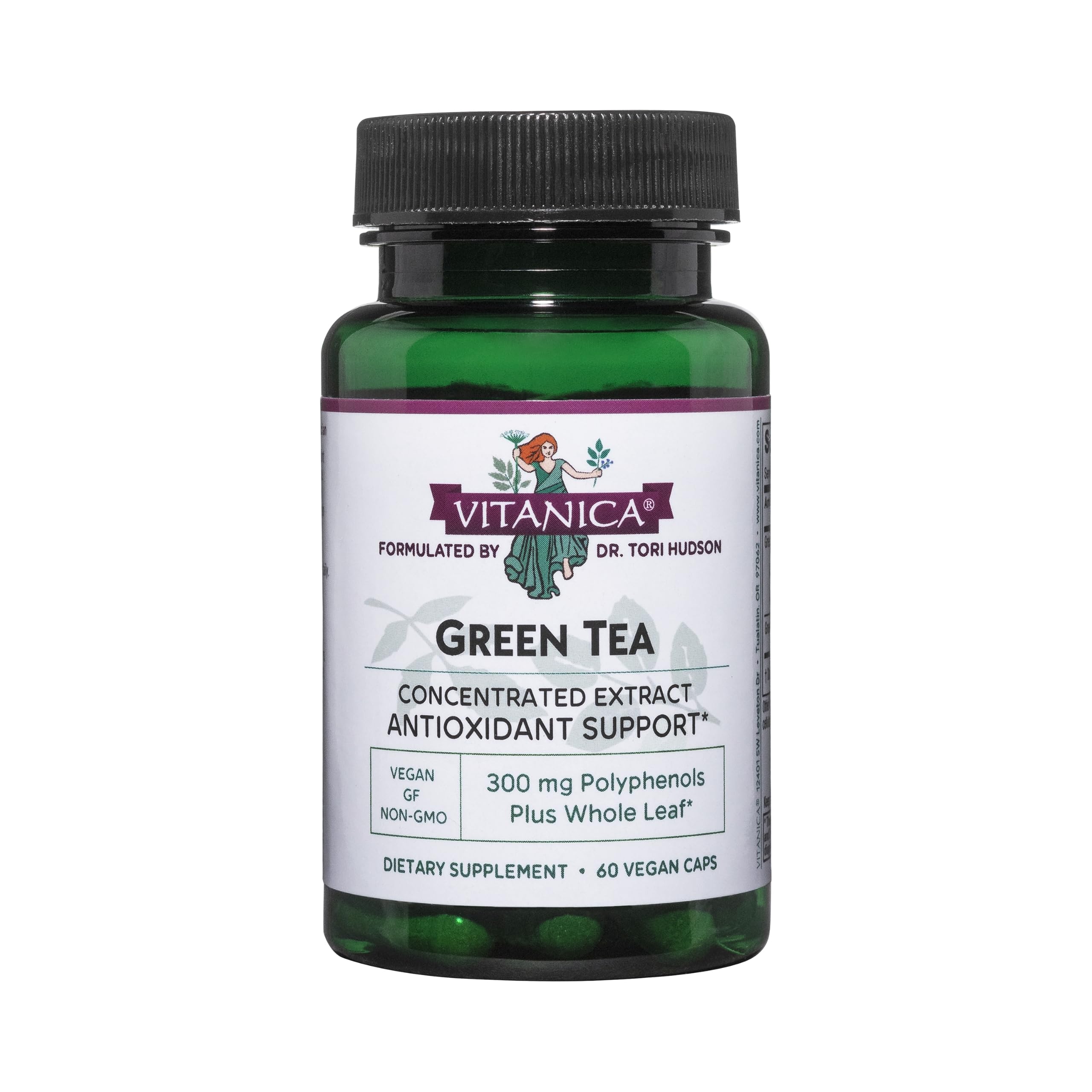 Vitanica te verde, botella de cápsulas, apoyo a la energía diaria.