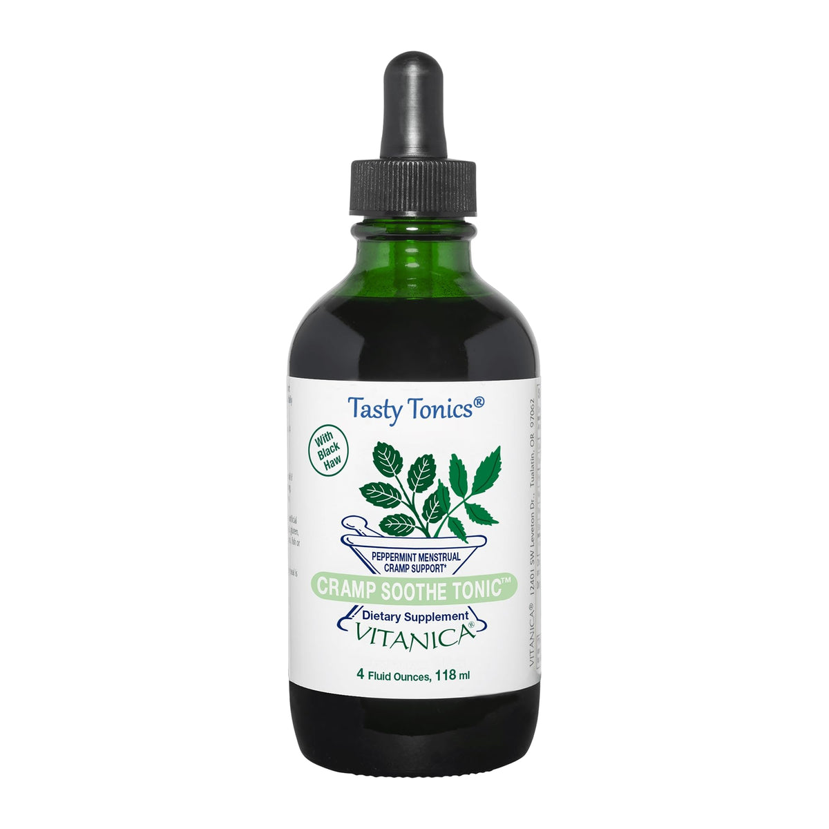 Vitanica tonico calmante para calambres, bote verde para uso diario.