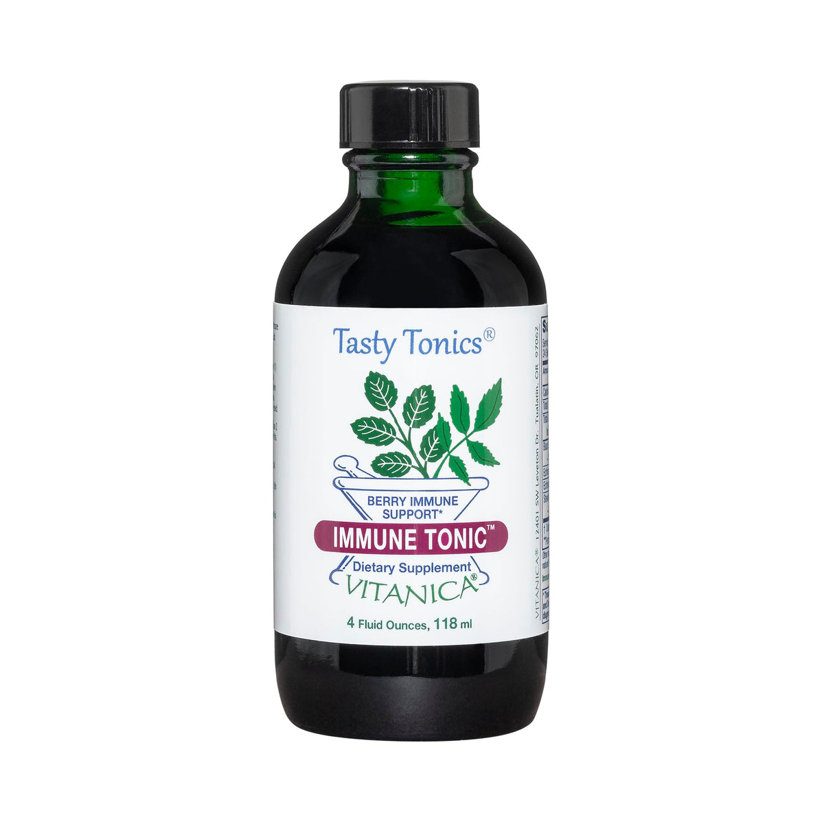 Vitanica Tónico Inmunológico, botella de vidrio para uso diario.