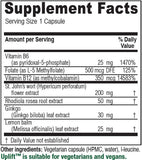 Etiqueta de Vitanica Uplift, detalle de ingredientes clave para bienestar emocional