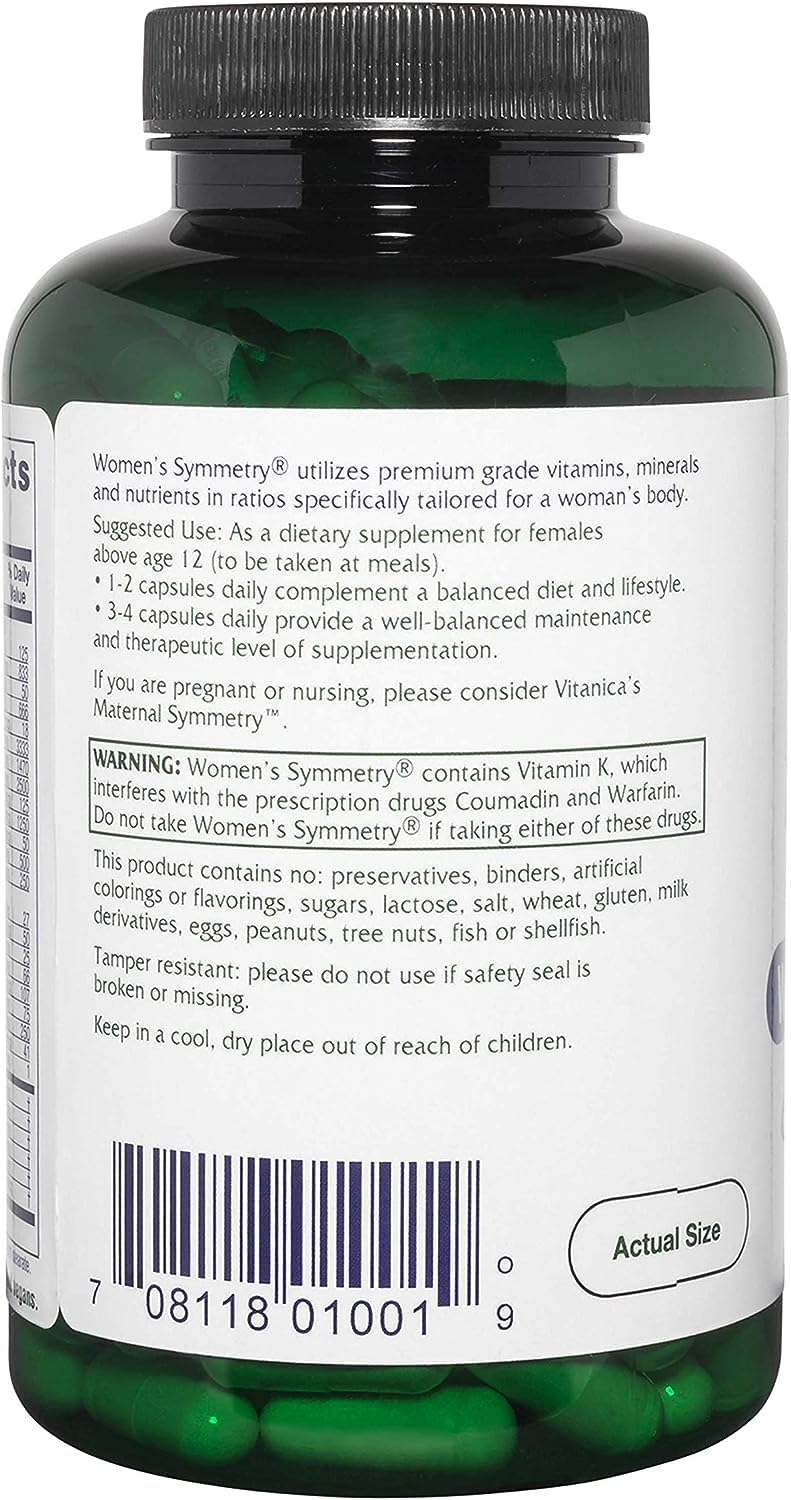 Vitanica Women's Symmetry: caja de presentación para una nutrición completa y conveniente.