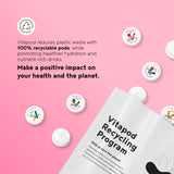 Vitapod Empaque sostenible: capsulas reciclables y cuidado del planeta.