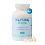 Vital Proteins colostro bovino, cápsulas frente al envase, posible apoyo digestivo.
