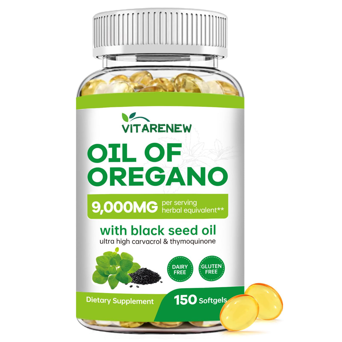 VITARENEW Aceite de orégano con semilla negra en cápsulas para apoyo diario