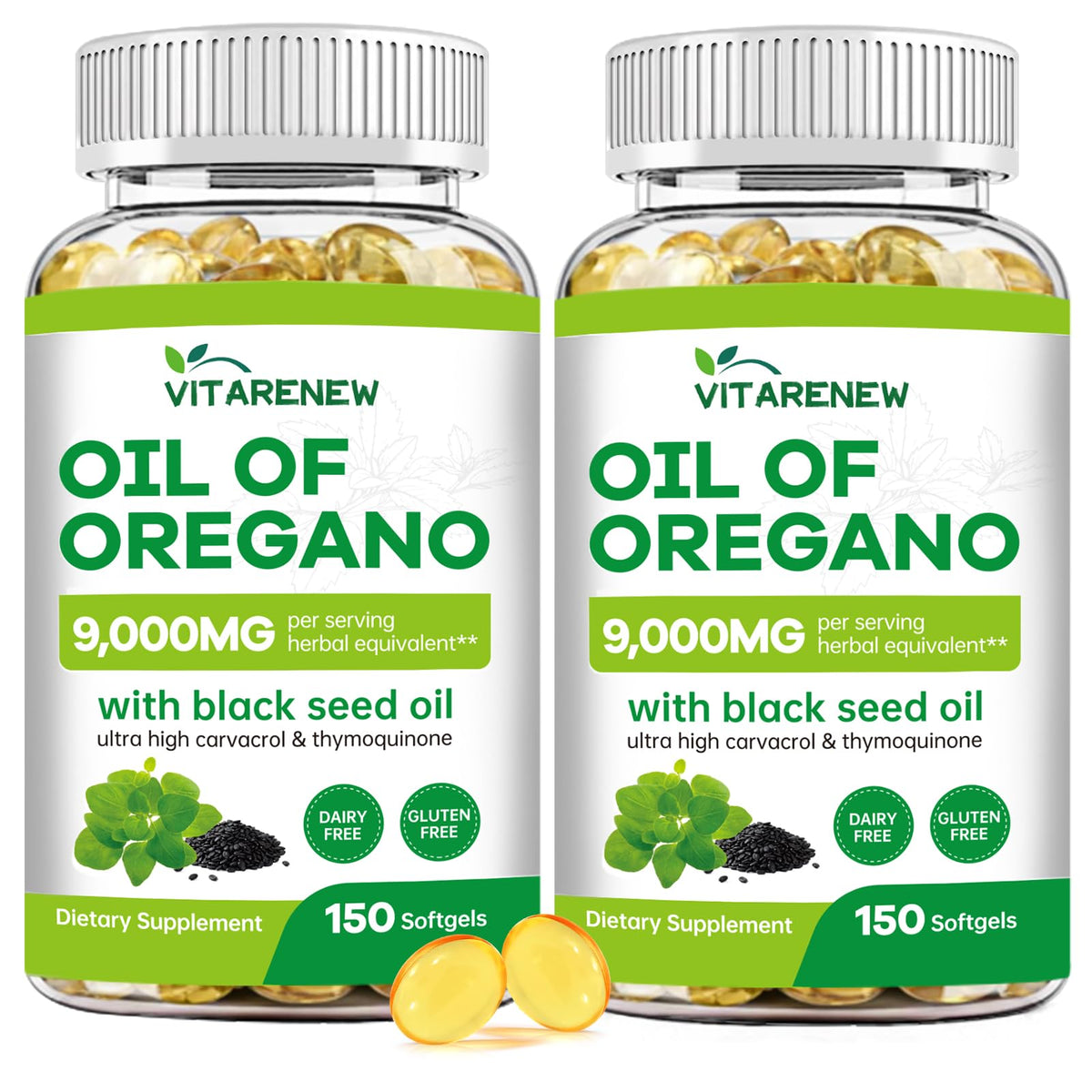 Vitarenew cápsulas de aceite de orégano para apoyo diario.