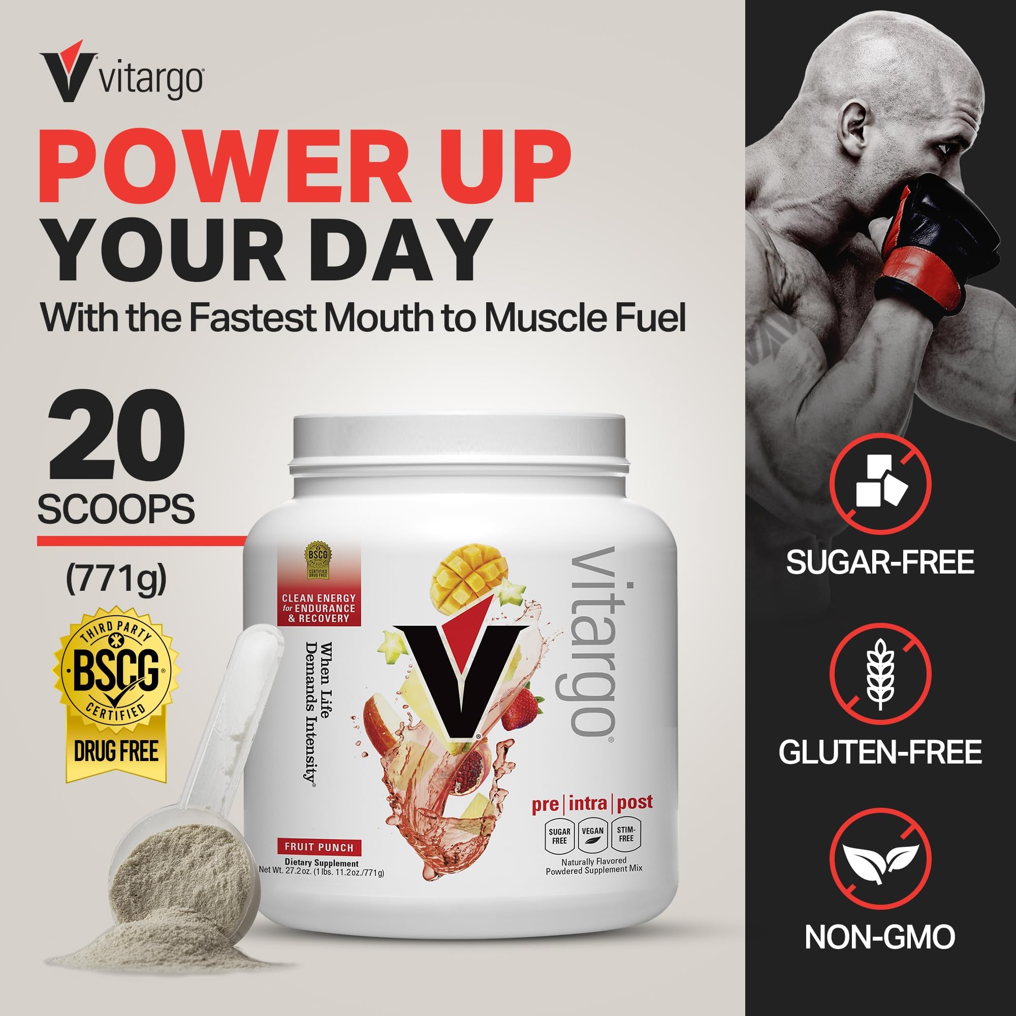 Vitargo envase sabor fruta facilita su uso diario en entrenamientos.