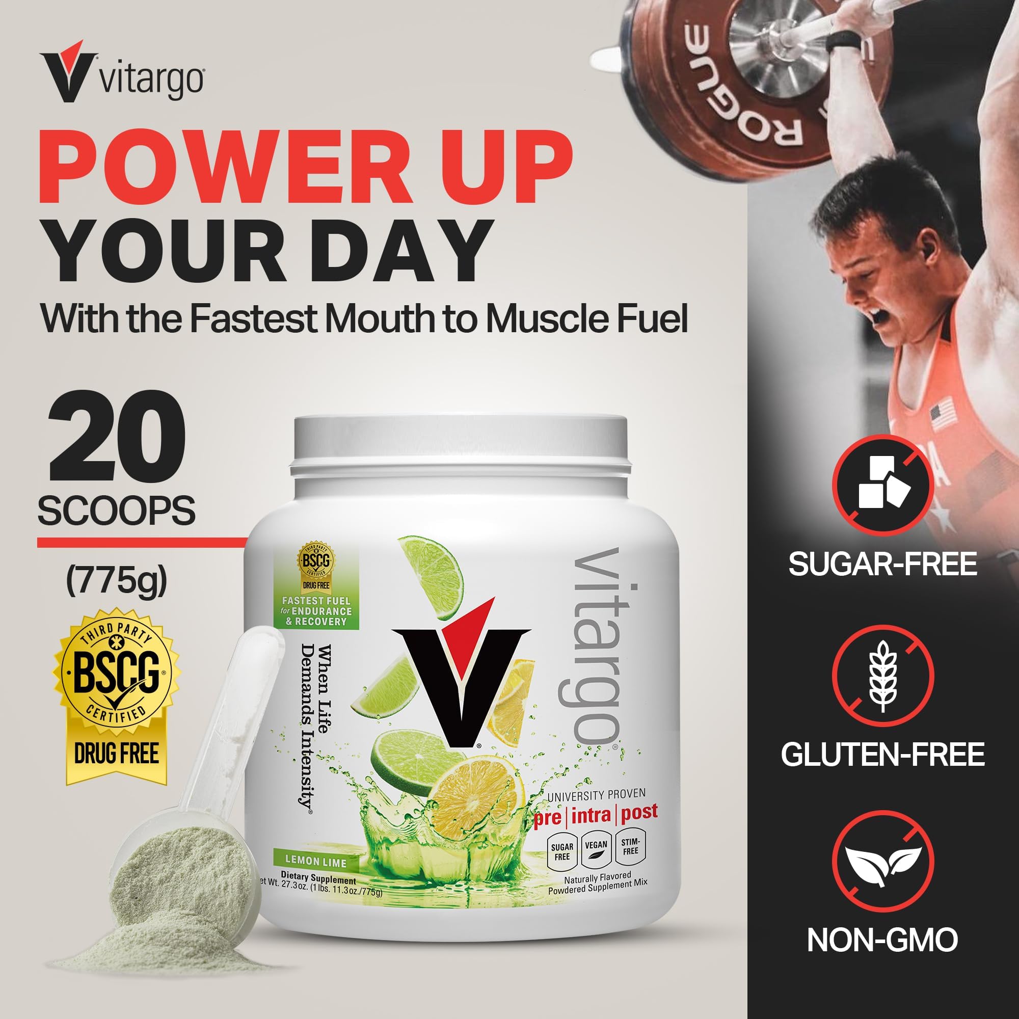 Vitargo medidor cuchara polvo para reponer glucógeno rápidamente