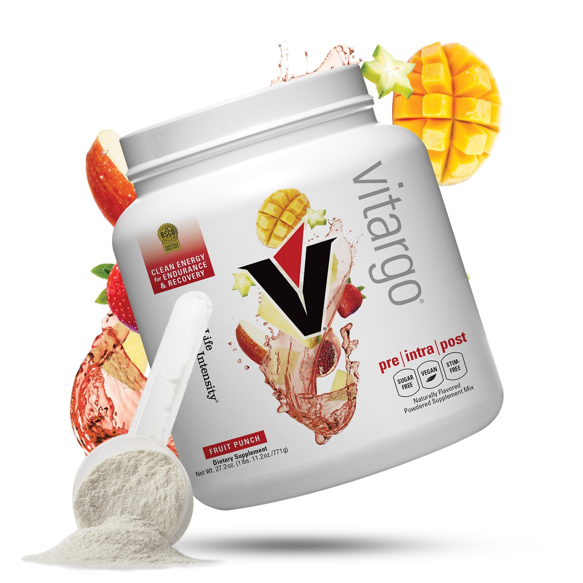 Vitargo polvo carbohidrato sabor fruta para recuperación rápida y energía sostenida.