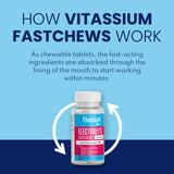Vitassium FastChews: tabletas Fruta Punch en primer plano para alivio rápido.