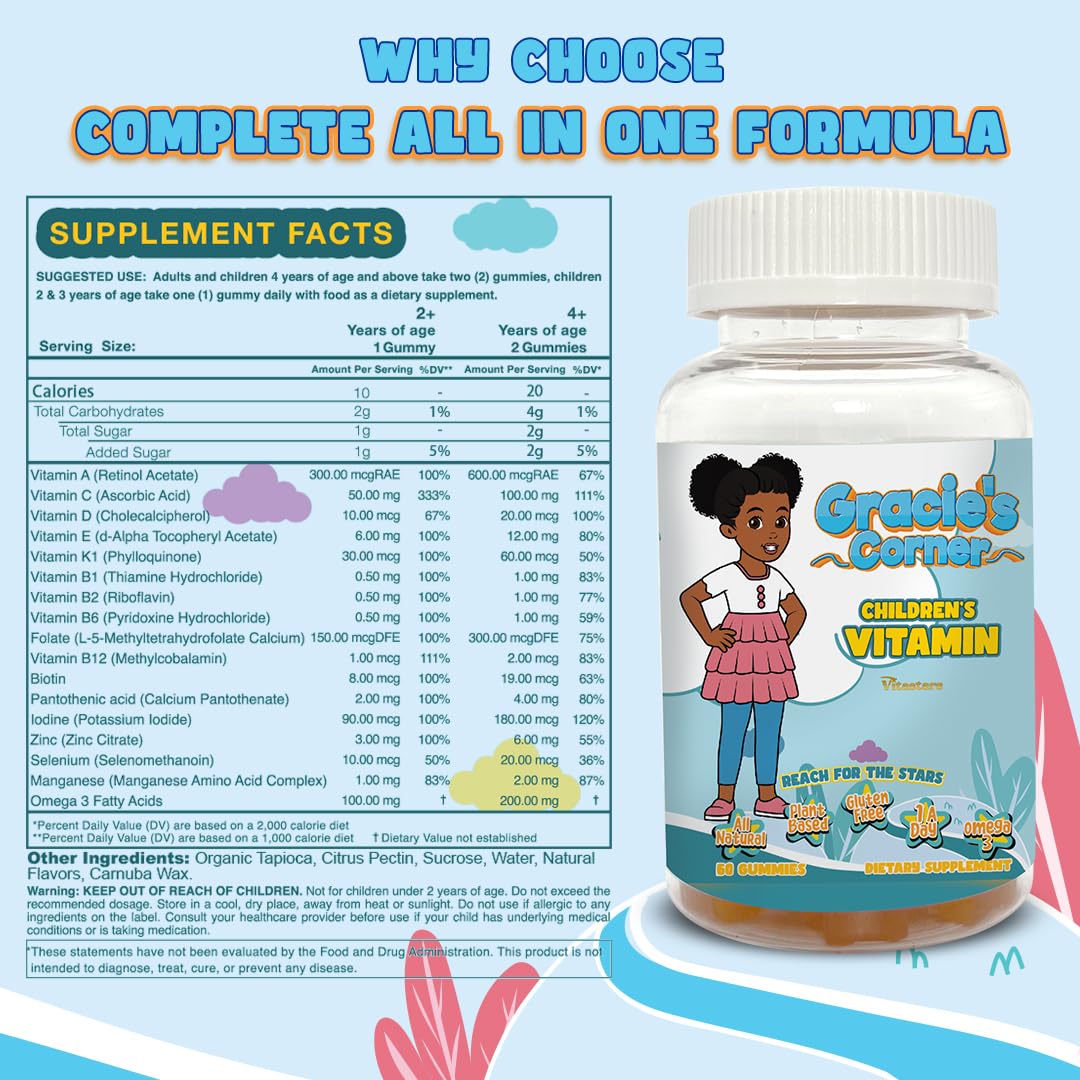 Vitastars Gracie’s Corner ingredientes-basados-en-planta: alternativa natural en vitaminas infantiles.