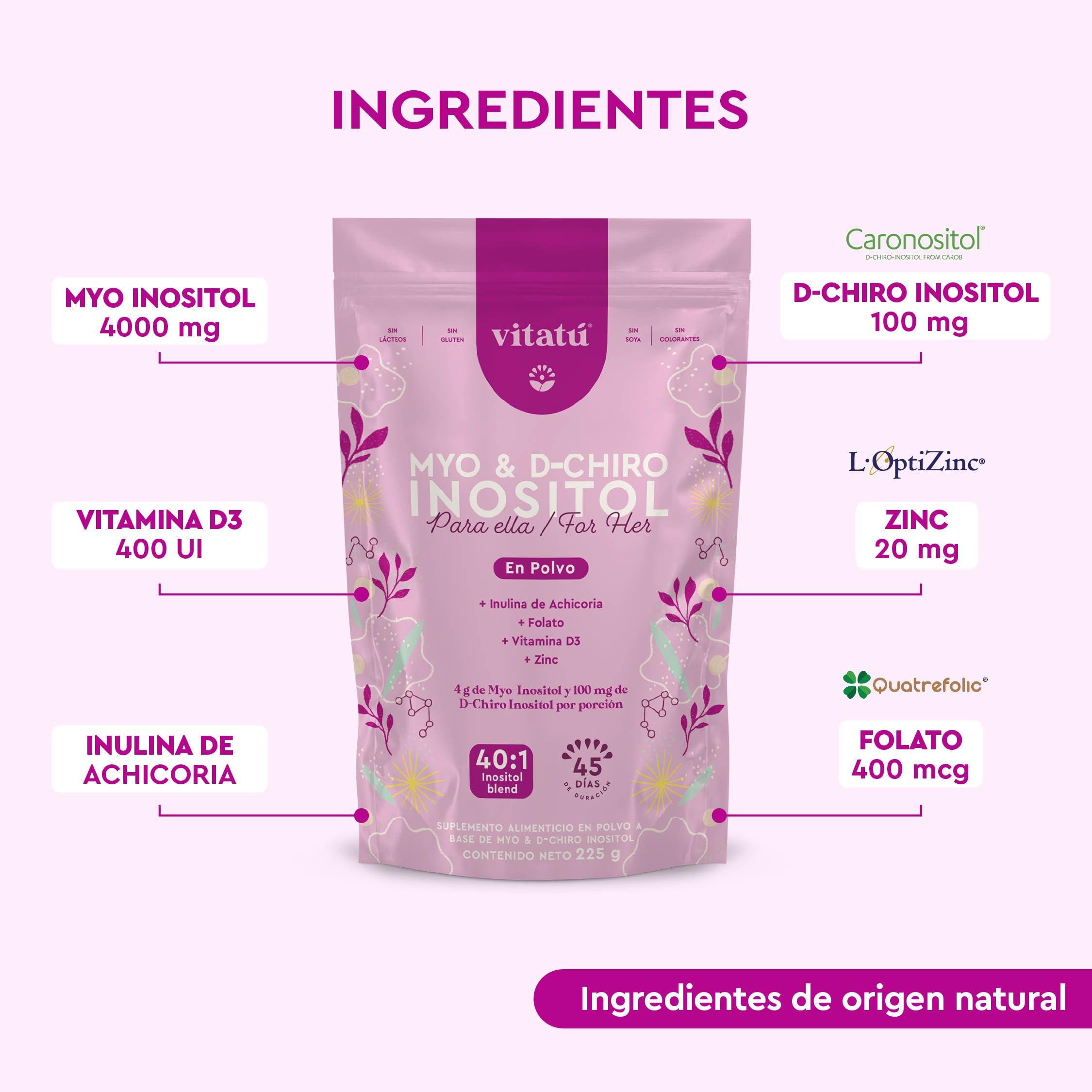 Vitatú inositol 40:1 polvo listo para mezclar con agua.