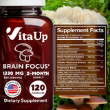 VitaUp Lions Mane cápsulas para enfoque y claridad.