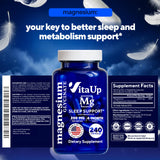 VitaUp magnesio glicinato 200 mg, imagen de uso nocturno diario.