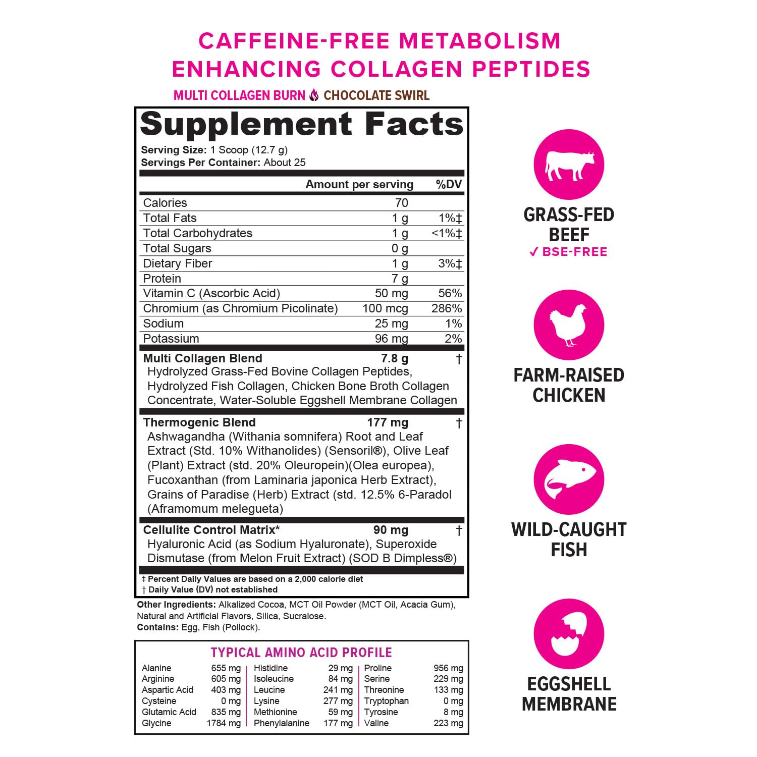 Vitauthority Collagen Peptides chocolate, preparación rápida sin cafeína para cualquier hora.