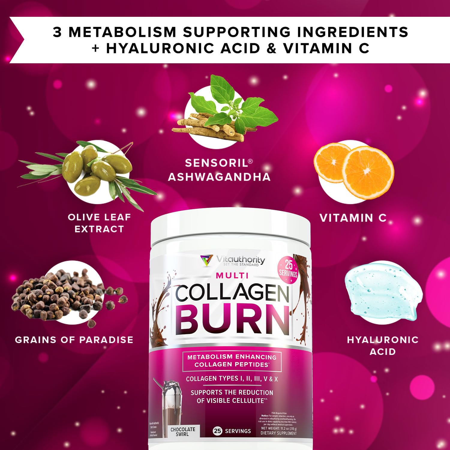 Vitauthority Collagen Peptides chocolate, uñas más fuertes con uso diario.