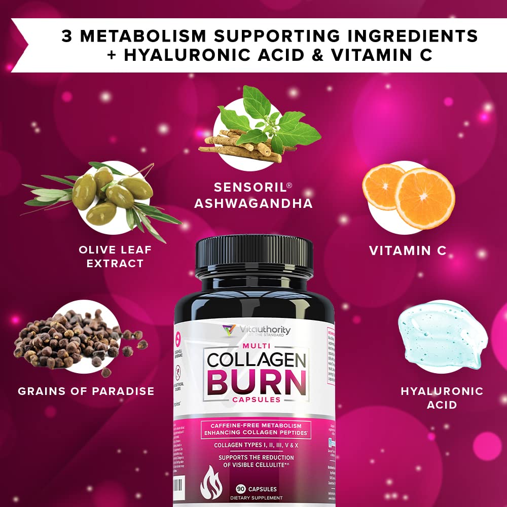 Vitauthority Multi Colágeno Burn: Granos de paraíso para metabolismo natural.