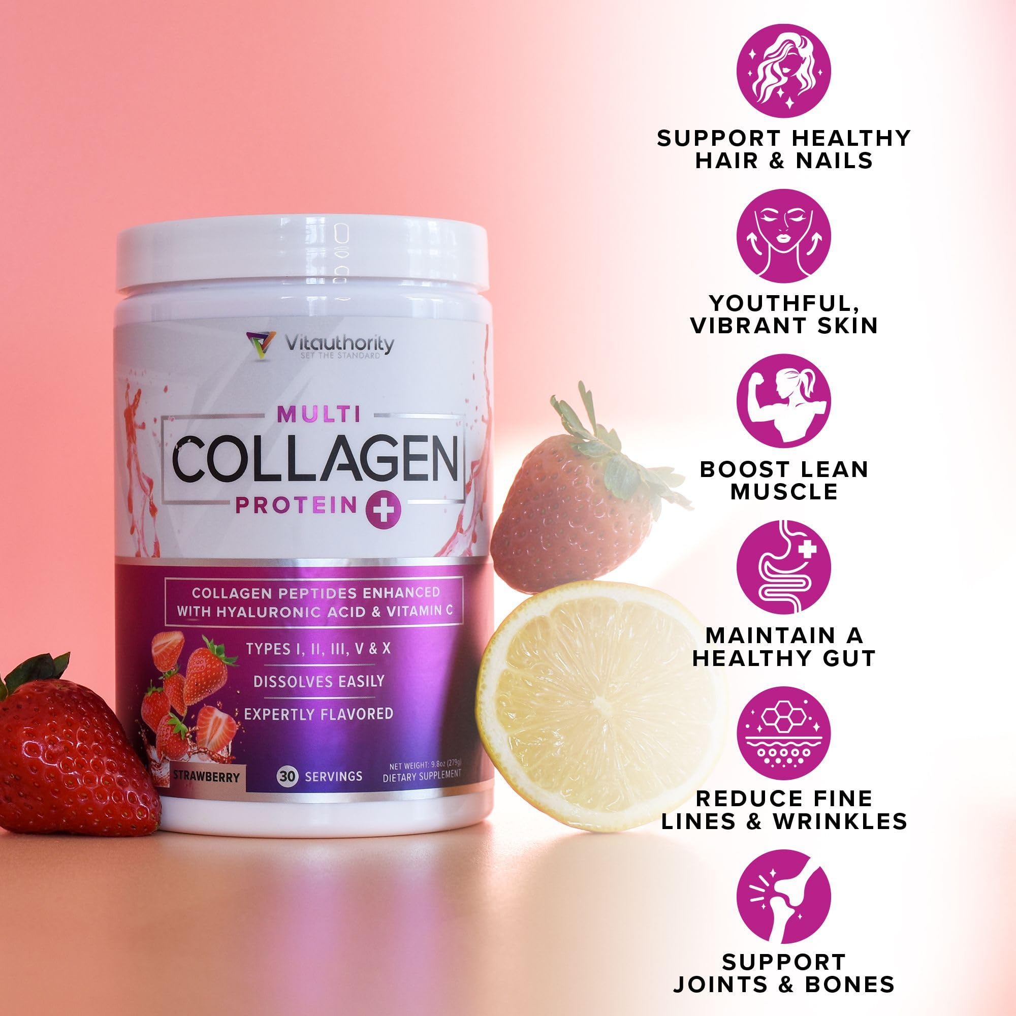 Vitauthority Multi Collagen beneficios para cabello, piel y uñas