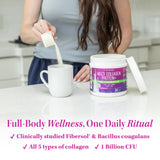 Dosis con cuchara Vitauthority Multi Collagen Probiotics, porción práctica