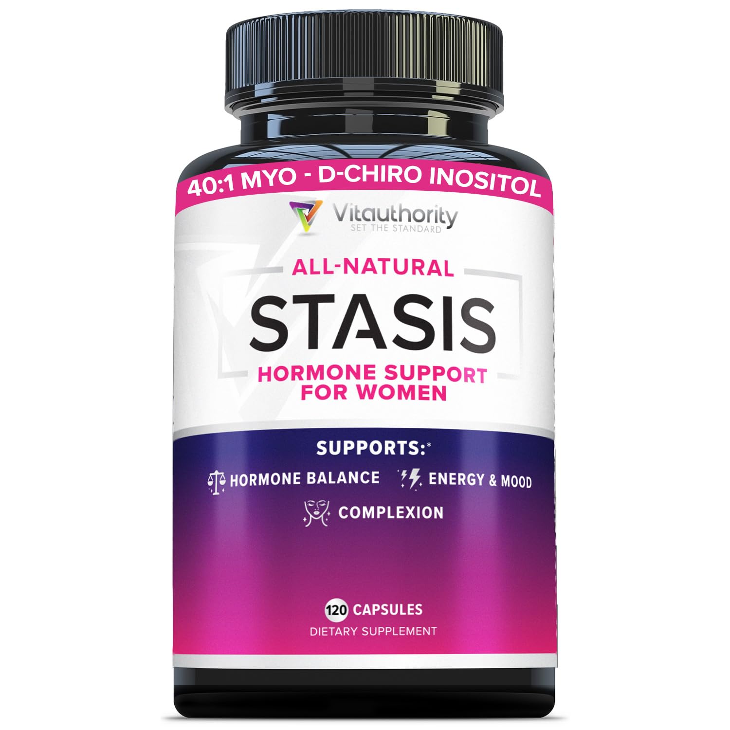 Vitauthority Myo-Inositol D-Chiroinositol cápsulas para apoyo hormonal diario.