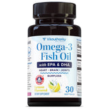 Vitauthority Omega-3: botella frontal para uso diario, apoyo al corazón.
