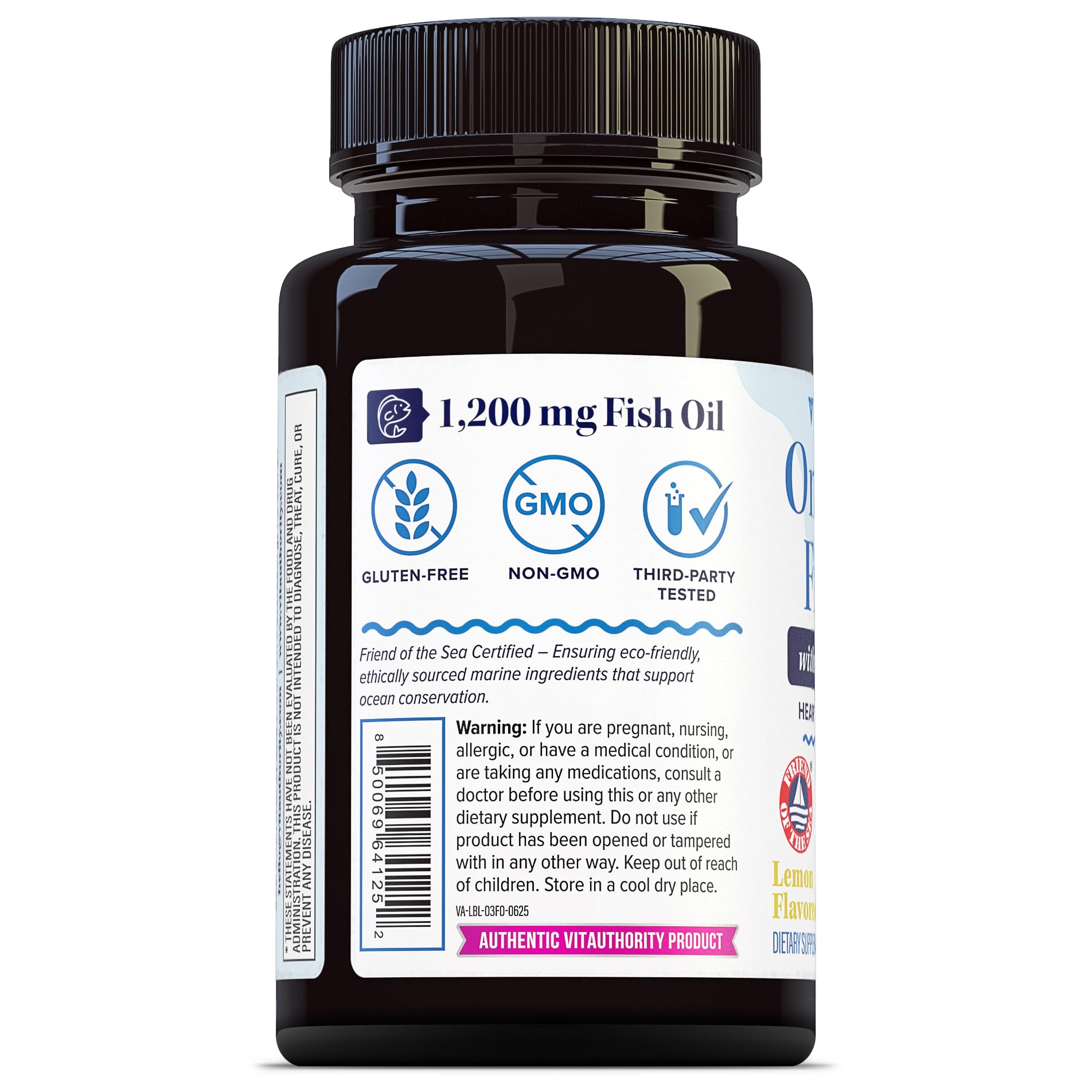 Vitauthority Omega-3: caja de empaque y porciones diarias fáciles.