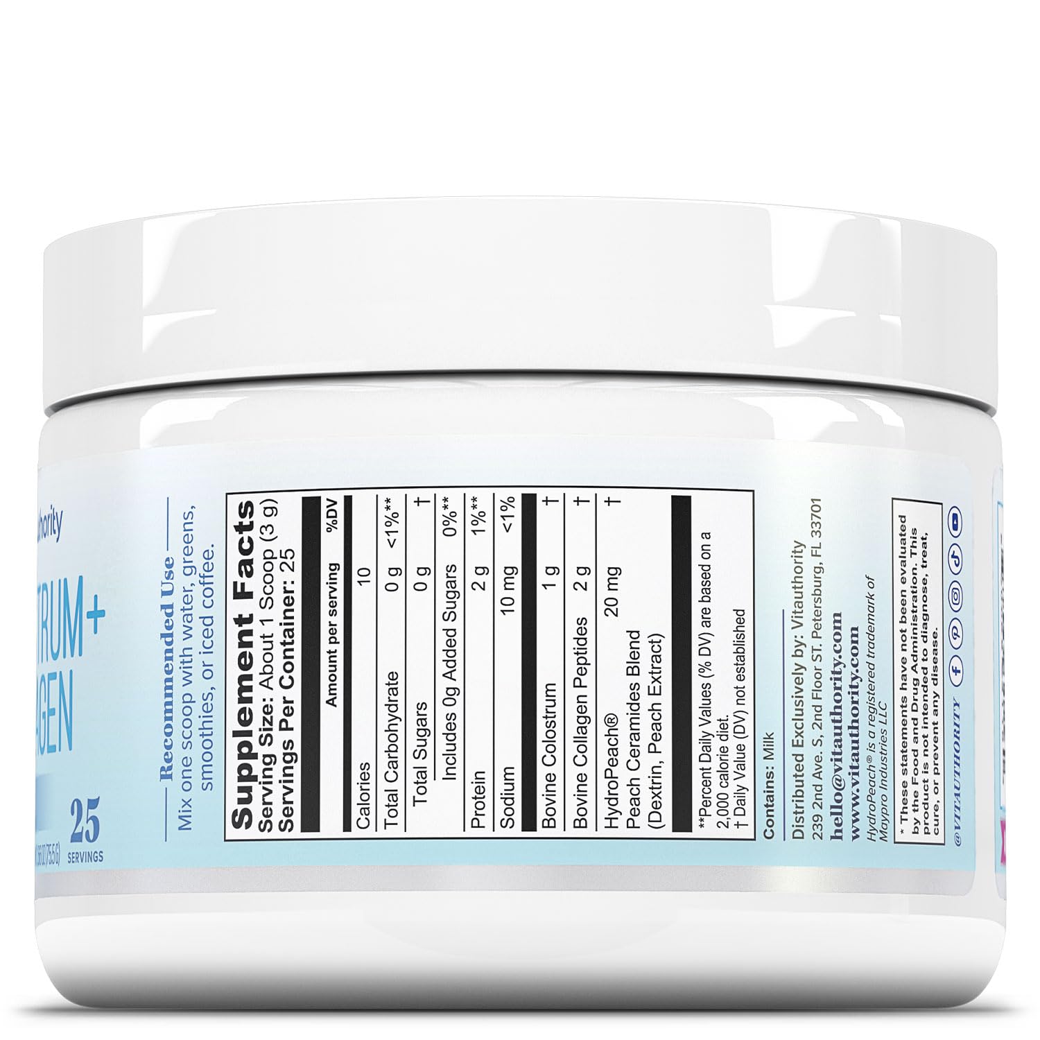 Vitauthority Sin azúcar, opción natural para bebidas nutritivas.