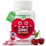 VitaWorks Kids Zinc 15 mg, botella frontal, posible apoyo a defensas saludables