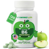 VitaWorks para niños, tabletas masticables de manzana verde, apoyo a la energía diaria.