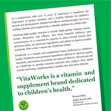 VitaWorks Niños tabletas, aroma a fruta y sabor frambuesa.