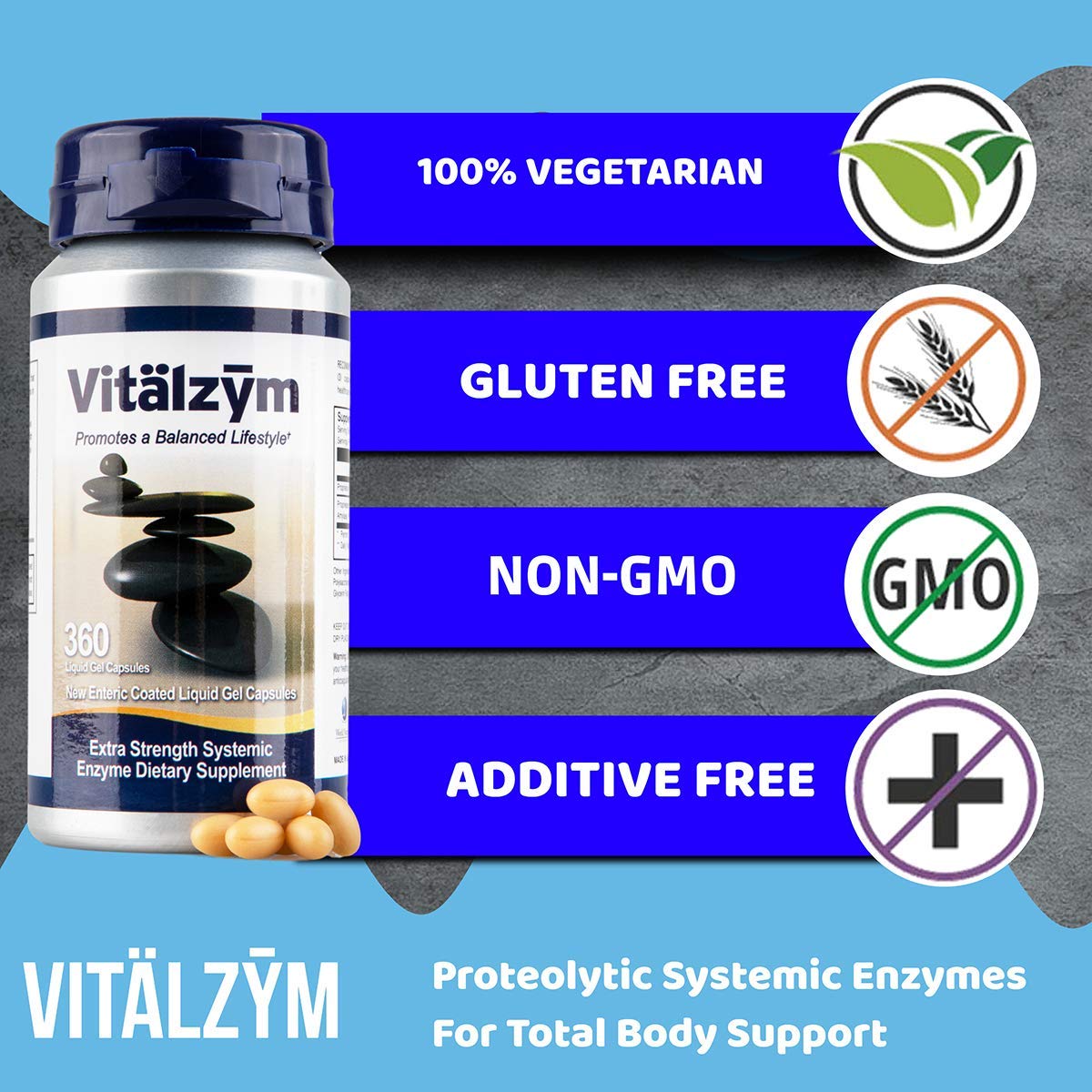 VITÄLZYM con bromelaina y papaína, mezcla multienzimática para soporte general.