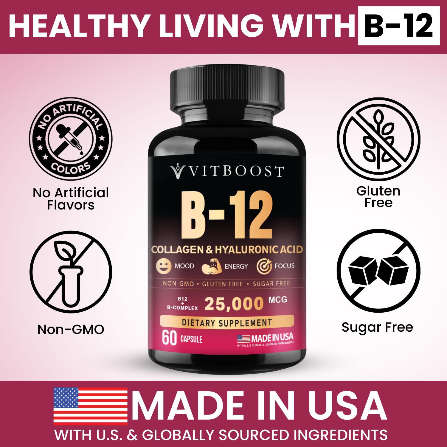 Complejo B12 de VitBOOST favorece la energía diaria y metabolismo