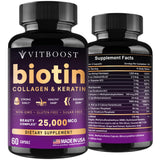 VITBOOST biotina con ácido hialurónico para cabello más resistente.