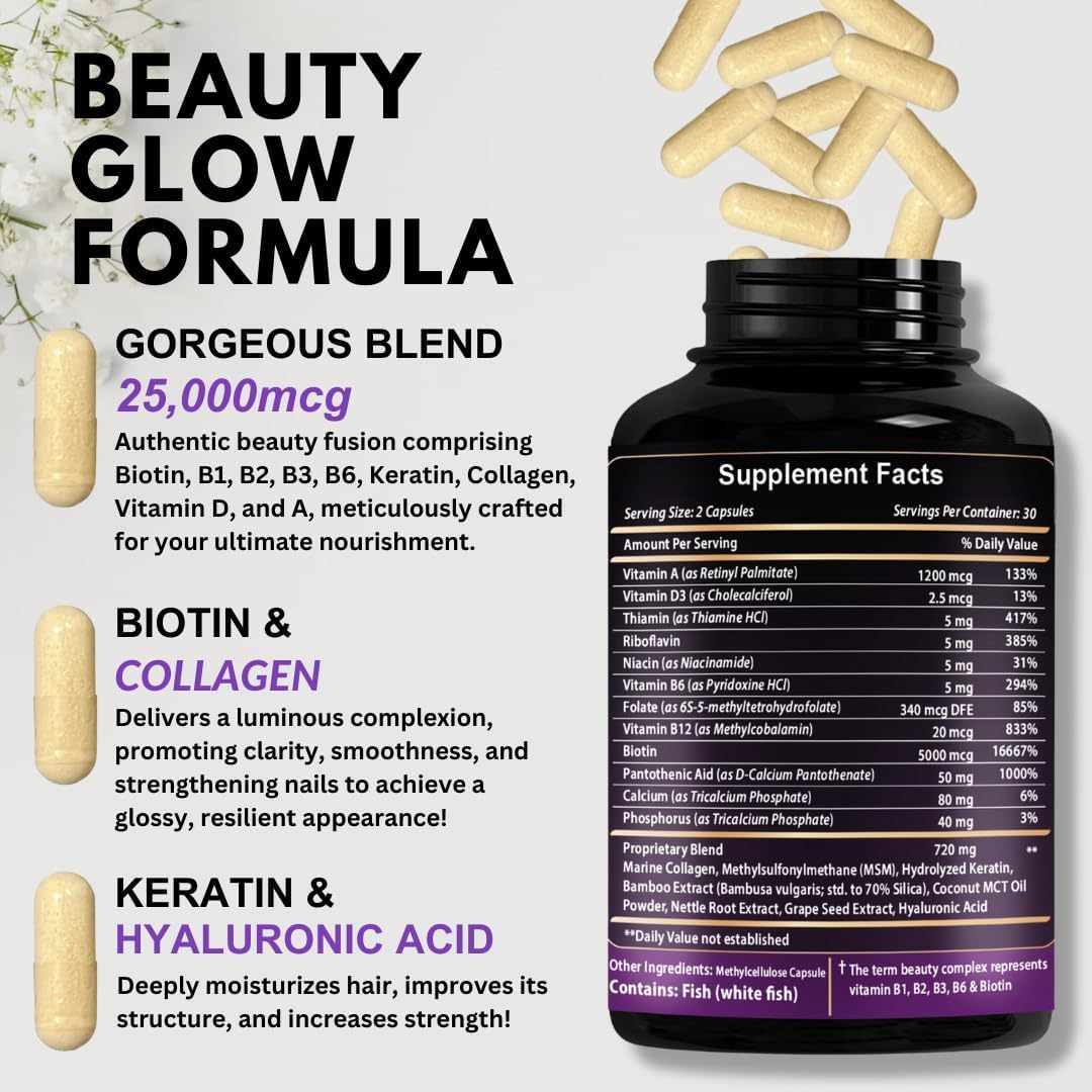 Vitboost Biotina para piel radiante y cabello saludable.