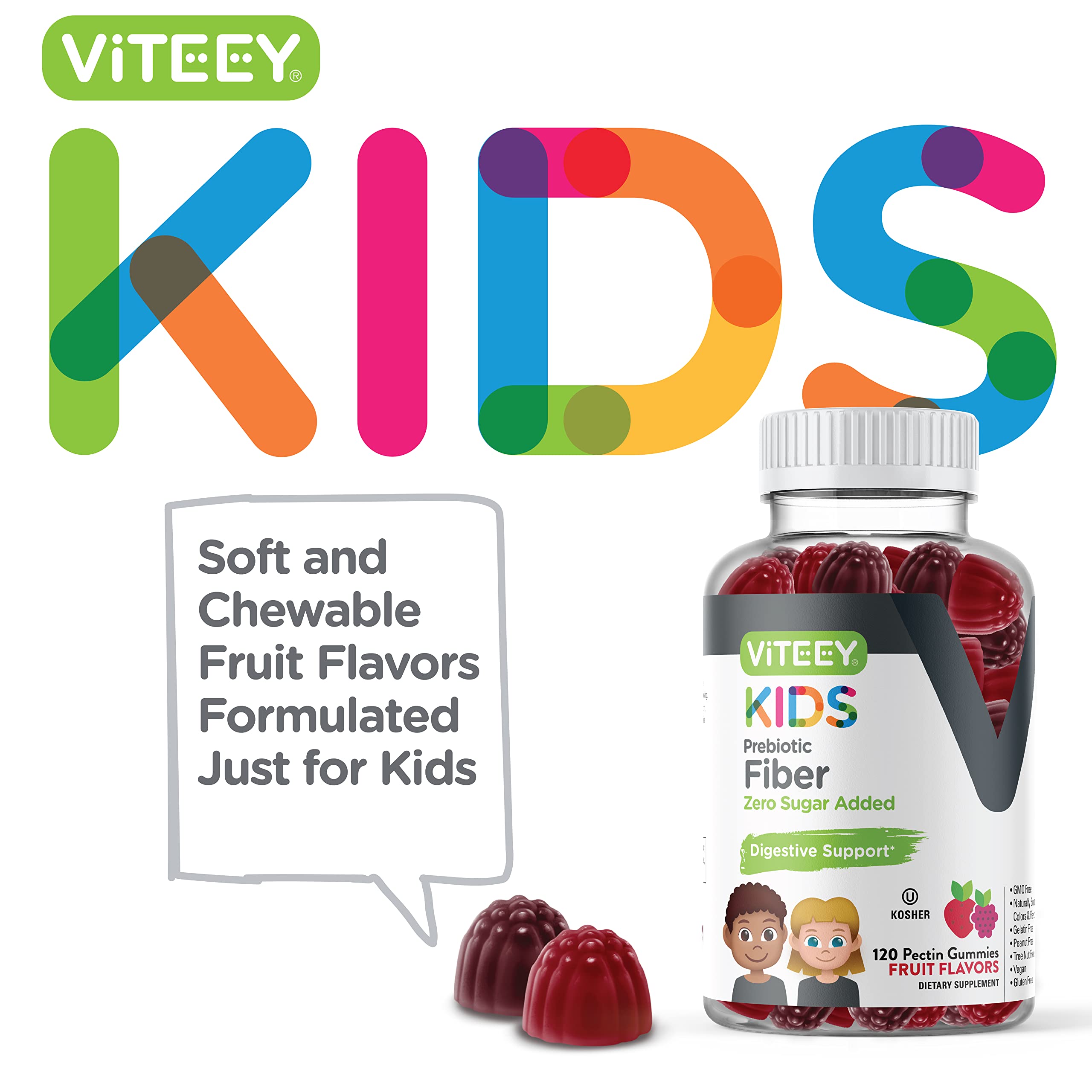 Gominolas de fruta Viteey para niños, sabor agradable y fácil de tomar.