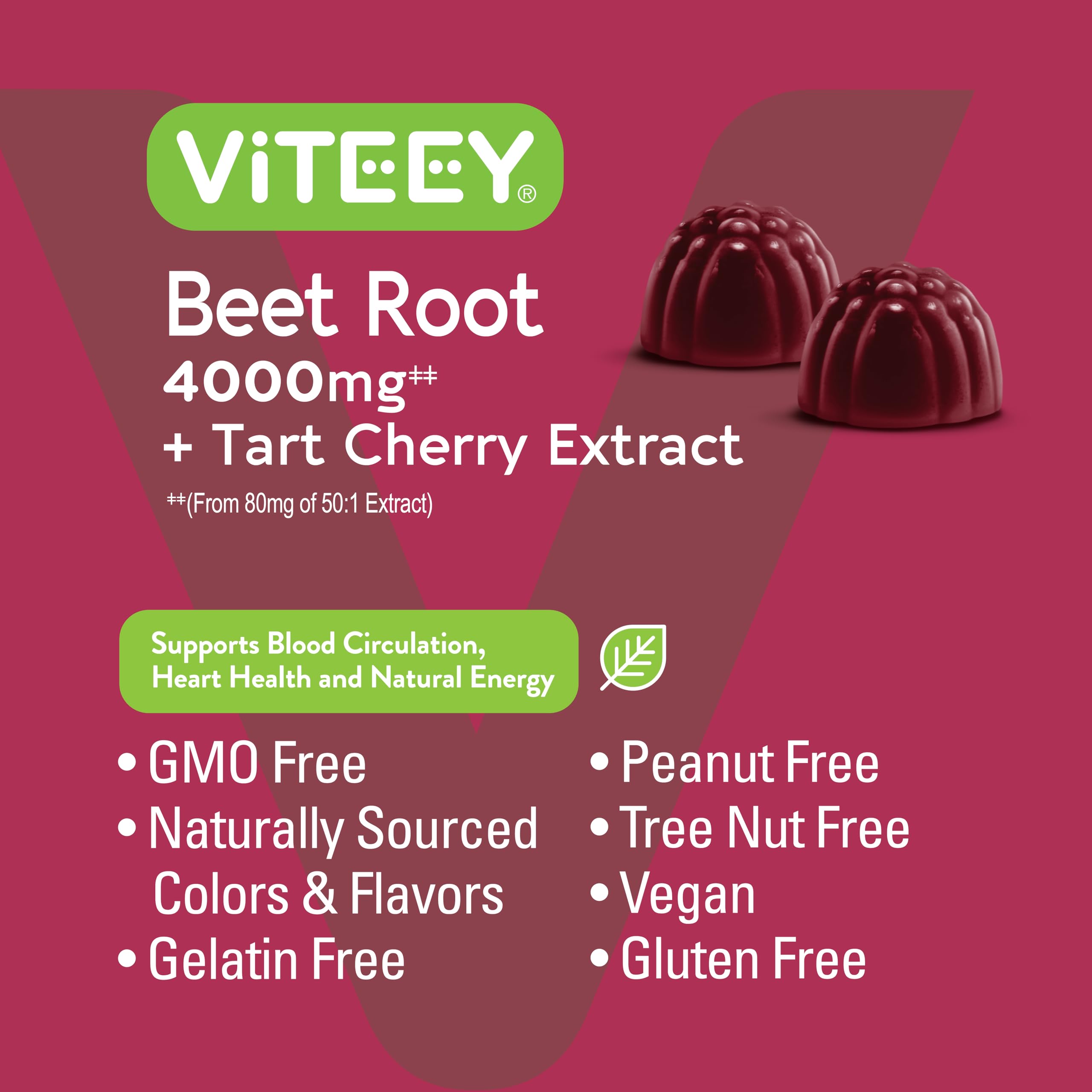 Ingredientes naturales en gomitas Viteey Remolacha para estilo de vida vegano.