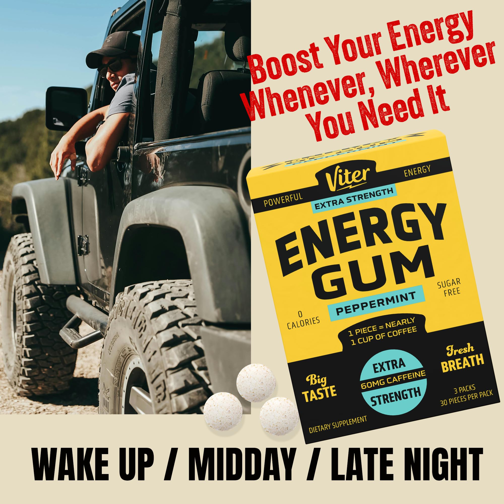 Sabor mentolado intenso y duradero con Viter Energy para despertar la mente.