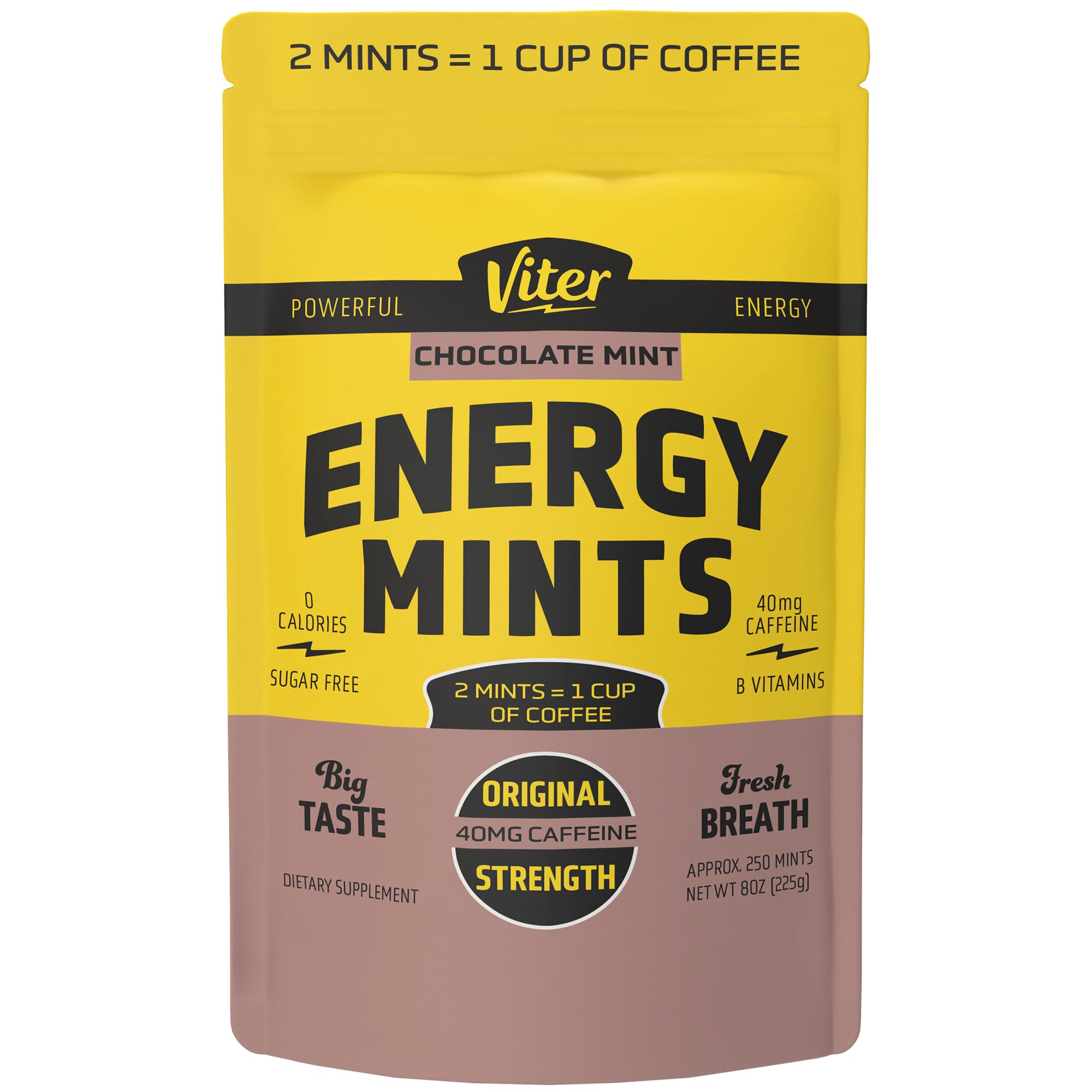 Viter Energy menta chocolate en empaque para energía y enfoque