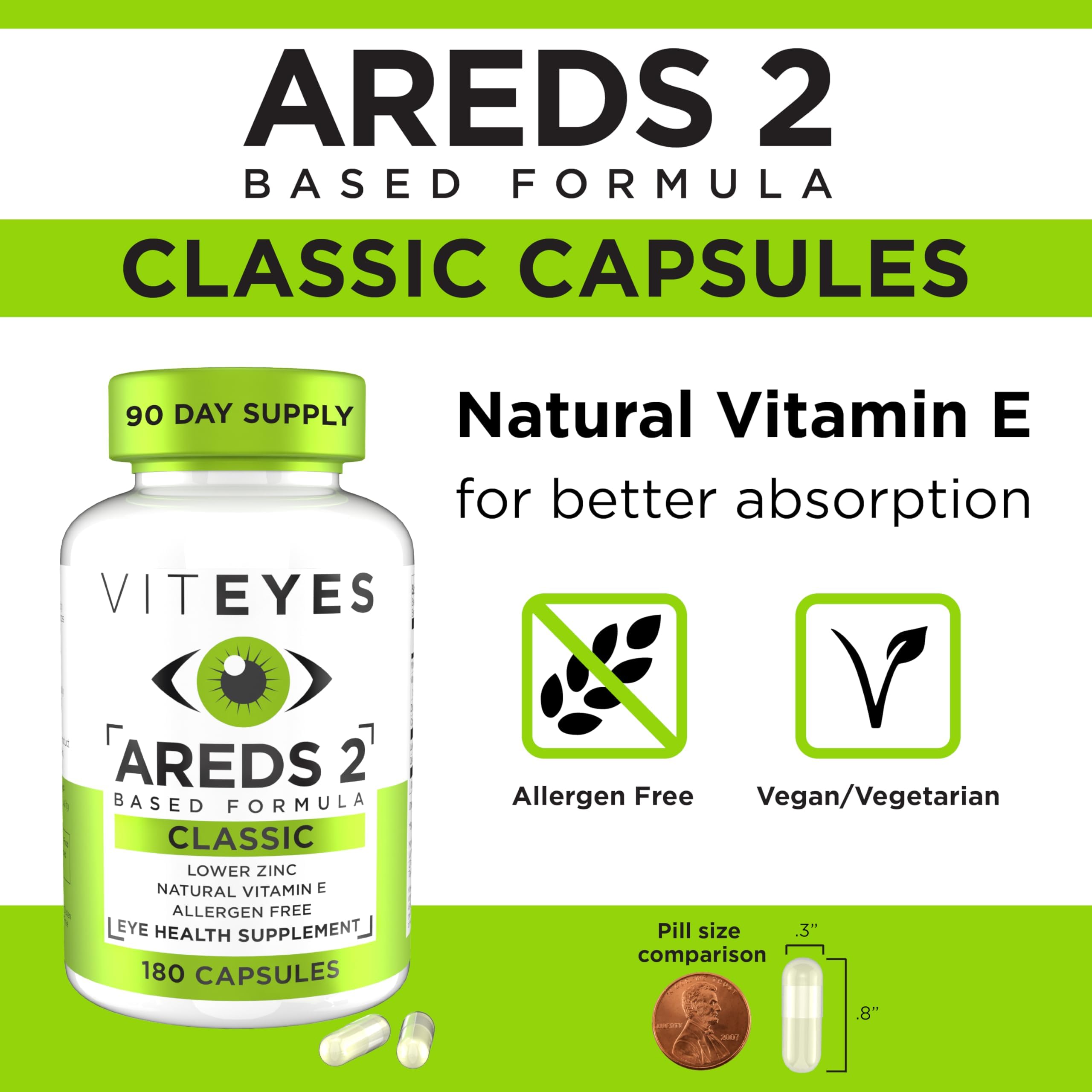 Viteyes AREDS 2: etiqueta frontal muestra fórmula para la salud ocular