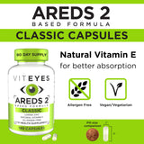Viteyes AREDS 2: etiqueta frontal muestra fórmula para la salud ocular
