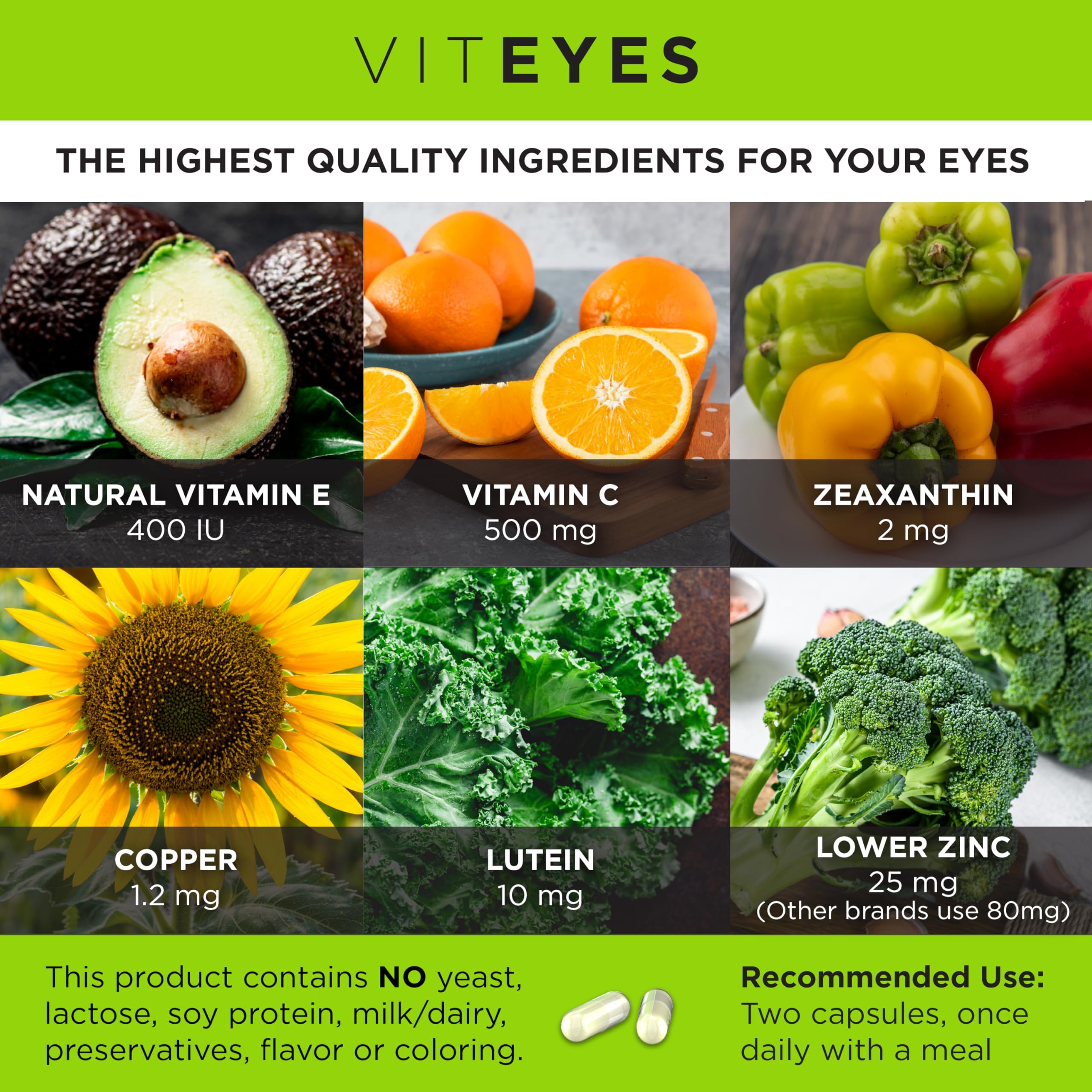 Viteyes AREDS 2: píldoras en la mano para una toma diaria