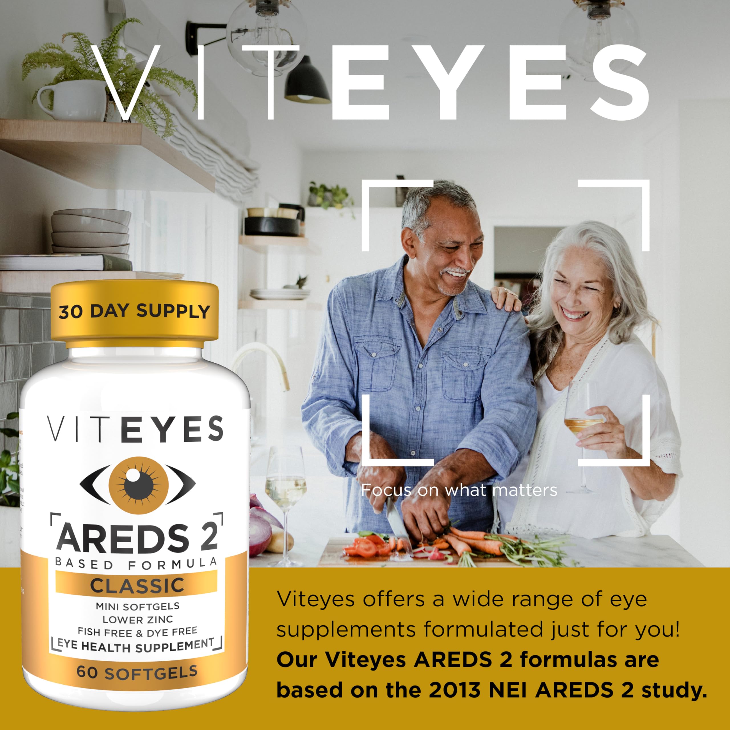 Viteyes AREDS 2: etiqueta que destaca la fórmula AREDS 2 para salud ocular