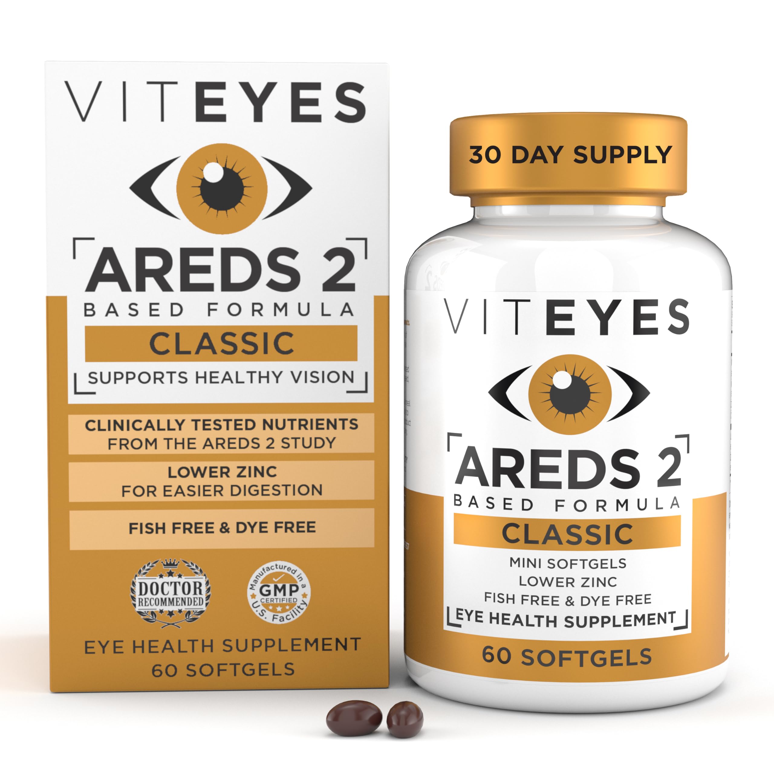 Viteyes AREDS 2: frasco con cápsulas suaves para apoyo macular diario