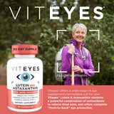 Viteyes alivia fatiga ocular con antioxidantes para uso diario.