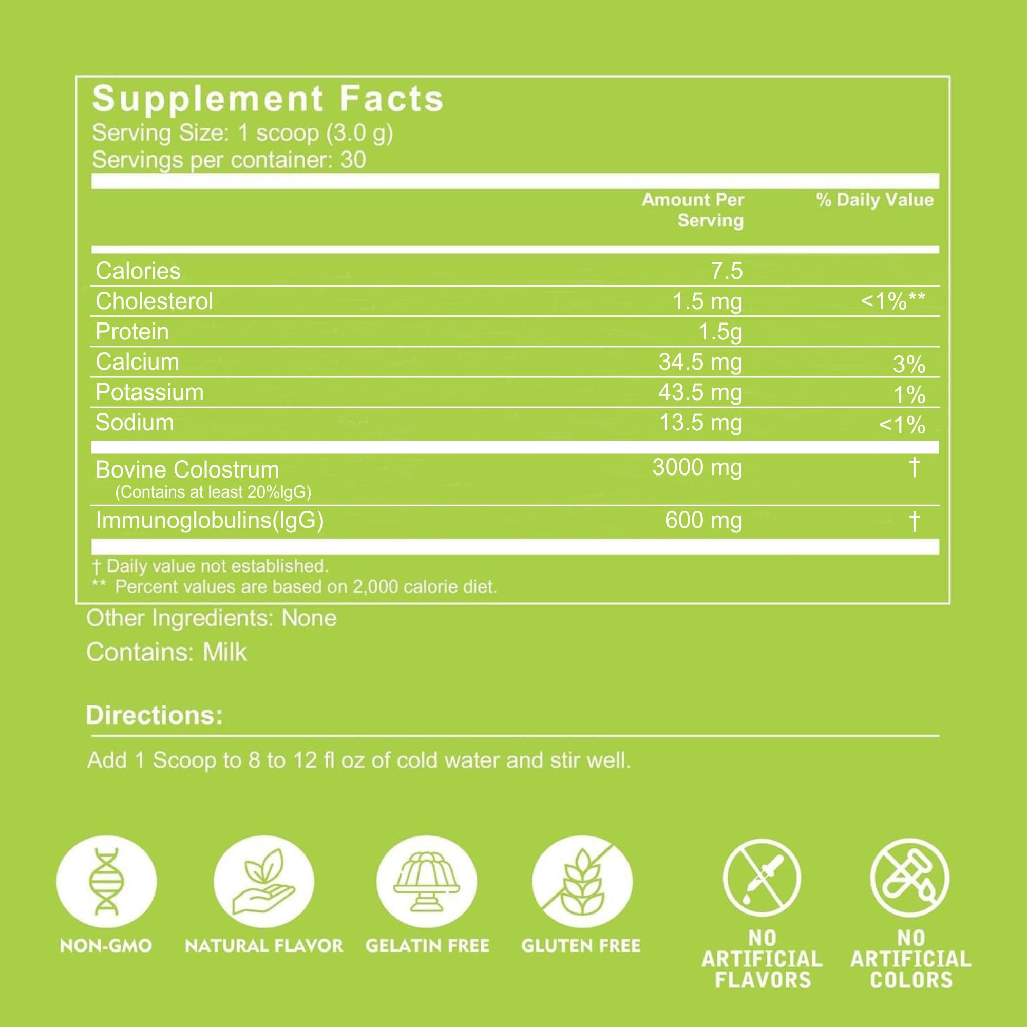 VITINITY colostro bovino proteínas e inmunoglobulinas para apoyo diario de defensas naturales