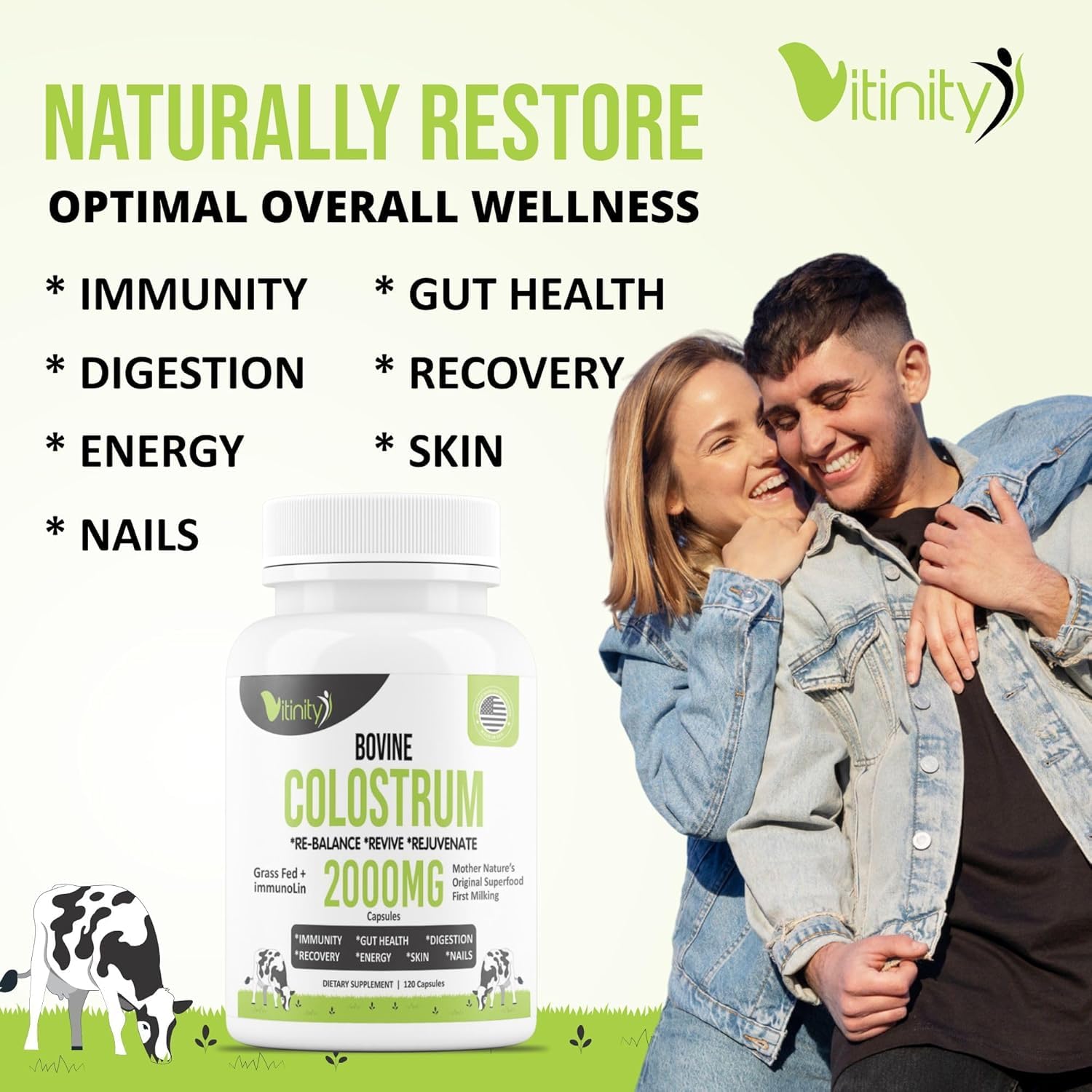 VITINITY: iconos de soporte inmunitario y salud intestinal, beneficios potenciales.
