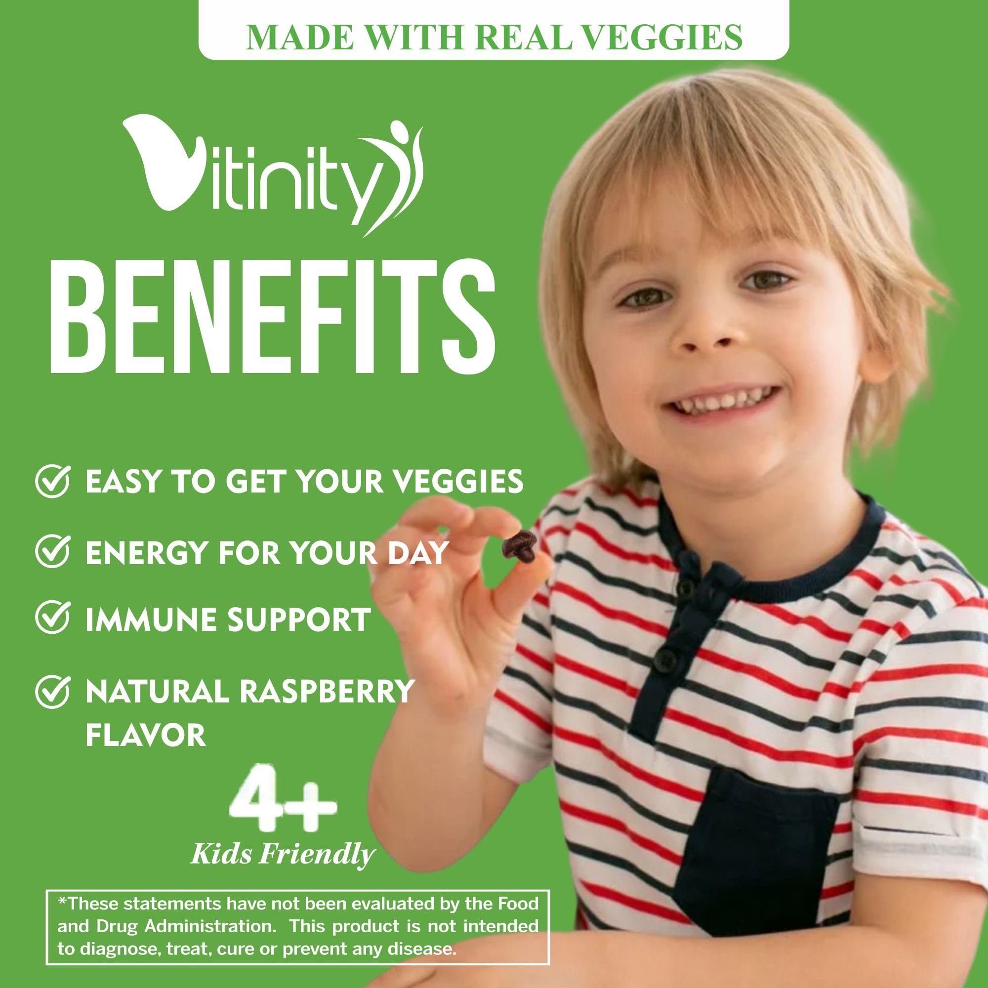 Vitinity Supergreens gominolas: ingredientes de superalimentos para reforzar defensas naturales.