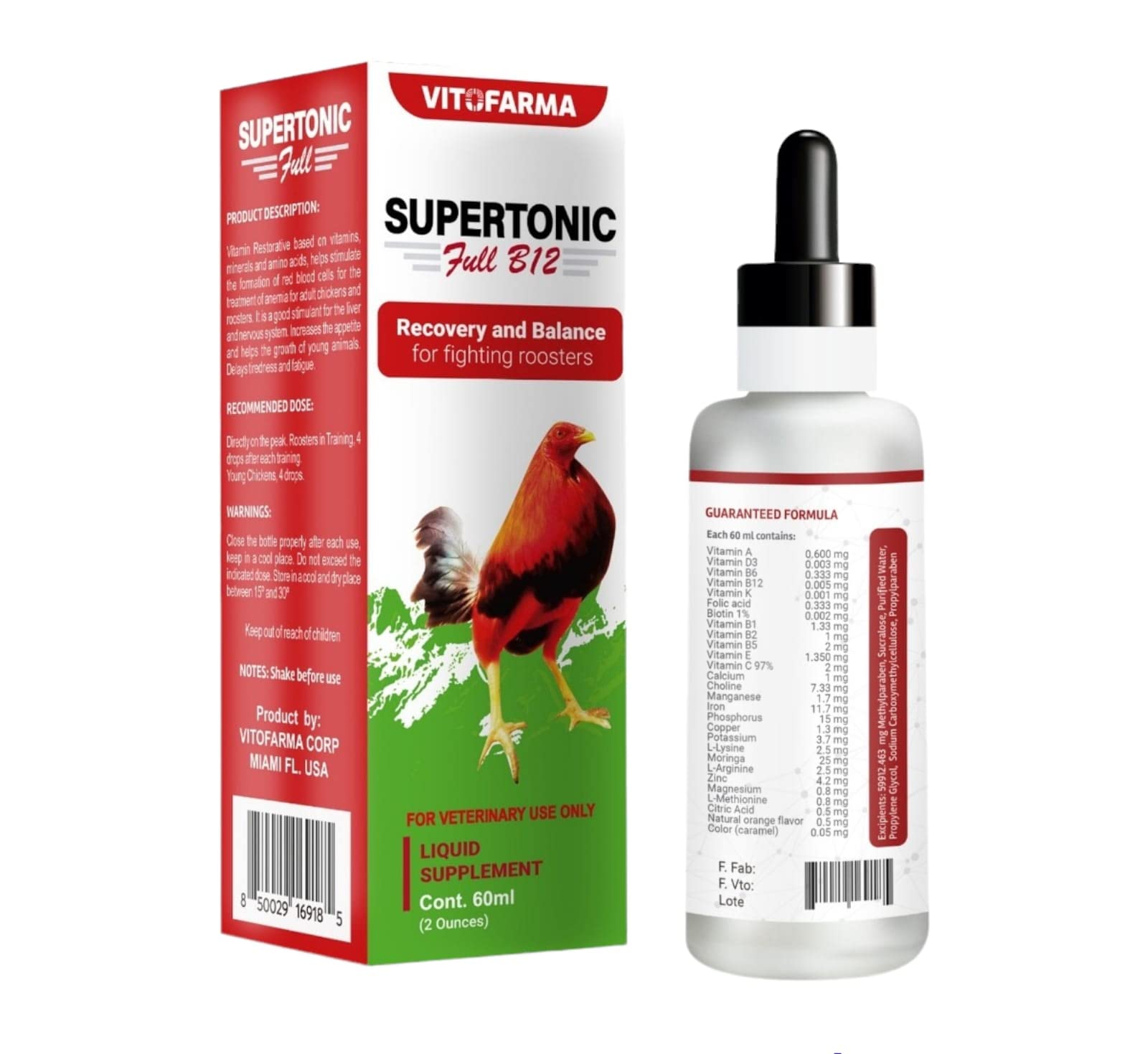 VITOFARMA Recuperación vitamínica para gallos, ayuda a la vitalidad diaria.