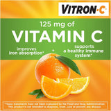 Vitron-C etiqueta con vitamina C para apoyo inmunológico.