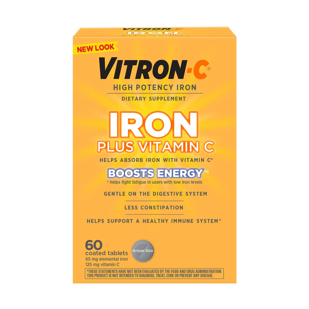 Vitron-C tableta 125 mg de vitamina C para apoyar la absorción de hierro.